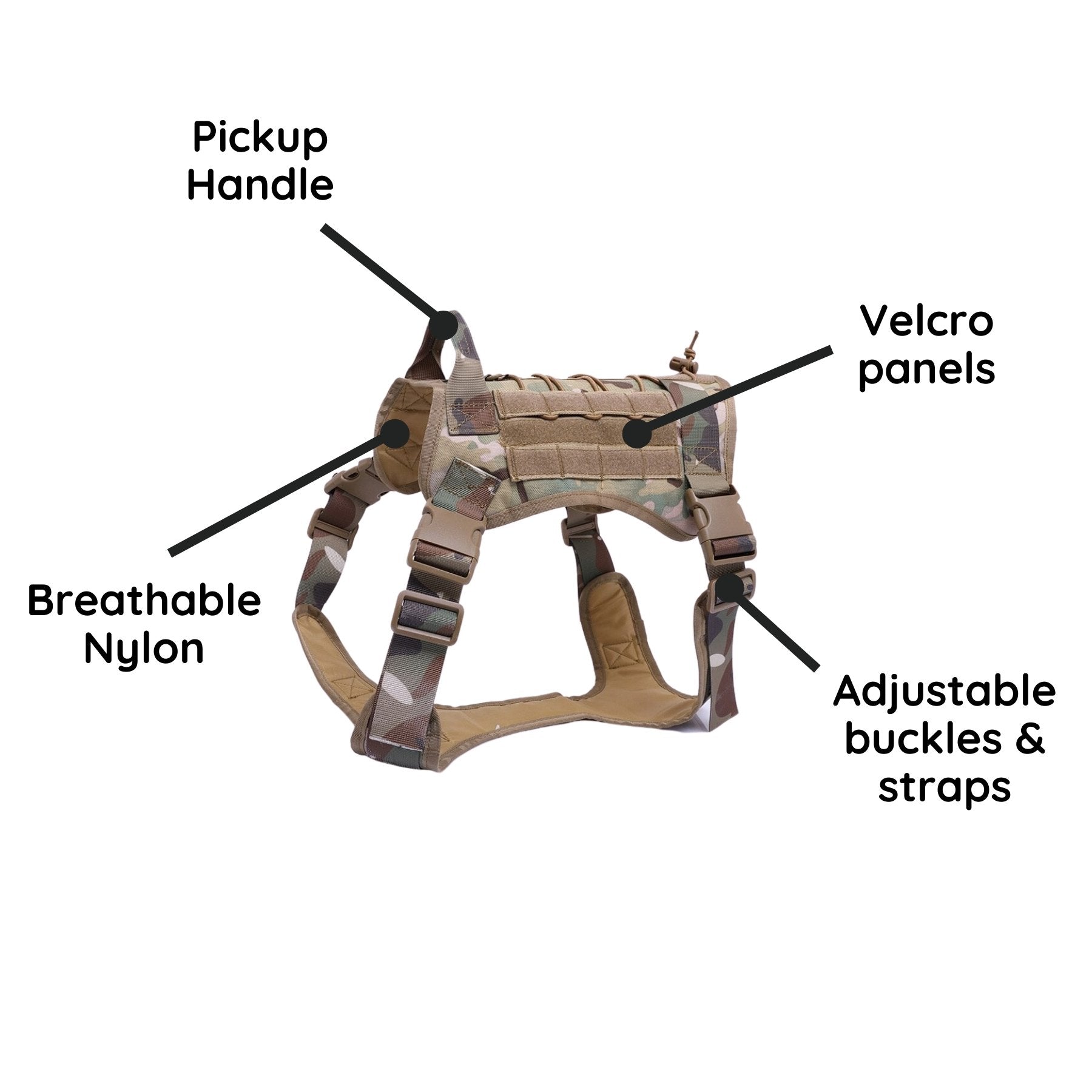 Tactical No Pull Dog Harness - Waggy Tails